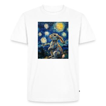 Lapin Lapin Lapin Van Gogh Style Nuit étoilée - T-shirt Premium bio Homme - blanc - Devant - Nico (187cm)