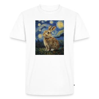 Lapin Lapin Lapin Van Gogh Style Nuit étoilée - T-shirt Premium bio Homme - blanc - Devant - Nico (187cm)