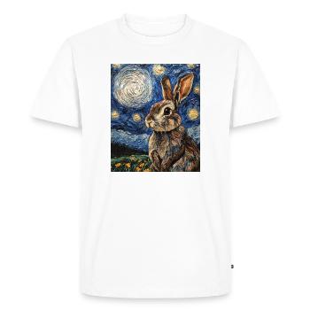 Lapin Lapin Lapin Van Gogh Style Nuit étoilée - T-shirt Premium bio Homme - blanc - Devant - Nico (187cm)