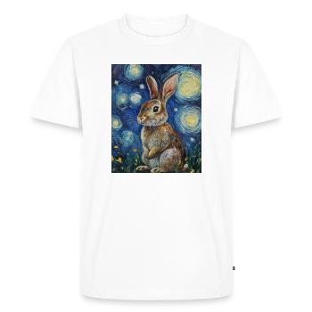 Lapin Lapin Lapin Van Gogh Style Nuit étoilée - T-shirt Premium bio Homme - blanc - Devant - Nico (187cm)