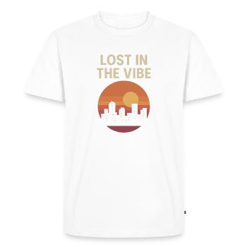 Perdu dans l’ambiance – Sunset City Design - T-shirt Premium bio Homme - blanc - Devant - Nico (187cm)