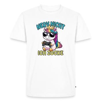 Nerv nicht ich zocke - Unicorn - Men's Premium Organic T-Shirt - white - Front - Nico (187cm)