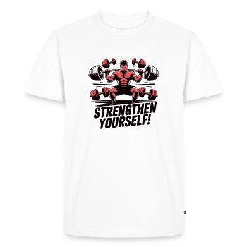Beast Lift Strengthen Yourself - Men's Premium Organic T-Shirt - white - Front - Nico (187cm)