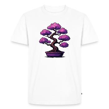 Bonsai Cherry Blossoms Purple - Men's Premium Organic T-Shirt - white - Front - Nico (187cm)