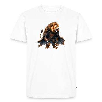 Guerrier Lion avec armure et cape - T-shirt Premium bio Homme - blanc - Devant - Nico (187cm)