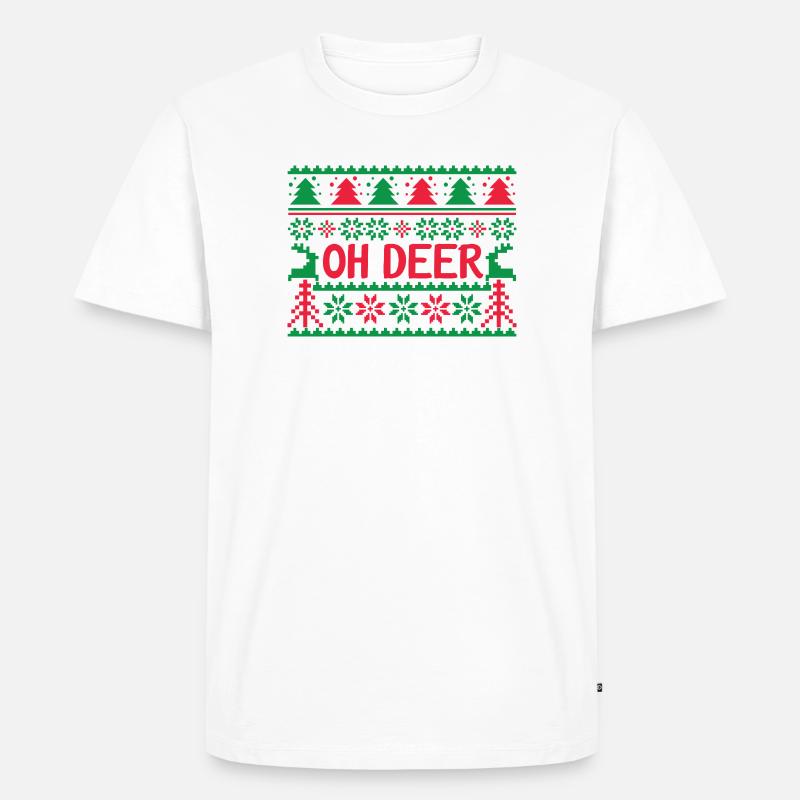 Hässlicher Pullover - Oh Deer - Männer Premium Bio T-Shirt - Weiß