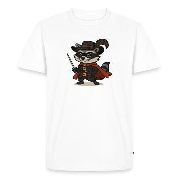 Masked raccoon with rapier and cape - Men's Premium Organic T-Shirt - white - Front - Nico (187cm)