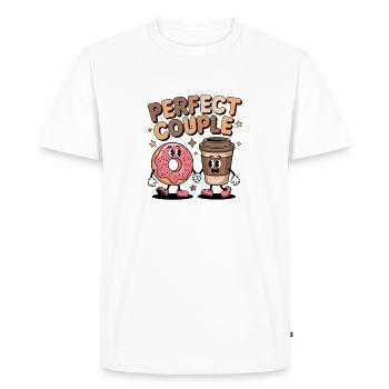 Perfect Couple Coffee and Donut Duo - Men's Premium Organic T-Shirt - white - Front - Nico (187cm)