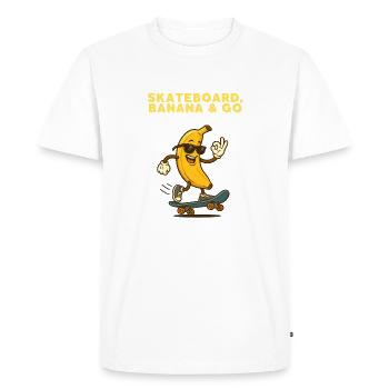 Skating Banana – Banane jaune sur skateboard - T-shirt Premium bio Homme - blanc - Devant - Nico (187cm)