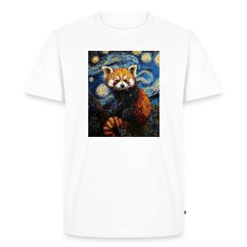 Red Panda Bear Van Gogh Style Starry Night - Men's Premium Organic T-Shirt - white - Front - Nico (187cm)