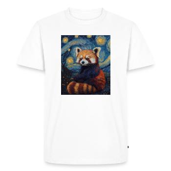 Red Panda Bear Van Gogh Style Starry Night - Men's Premium Organic T-Shirt - white - Front - Nico (187cm)