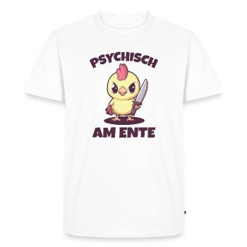 Psychiquement sur le canard - le canard voit rouge ! - T-shirt Premium bio Homme - blanc - Devant - Nico (187cm)