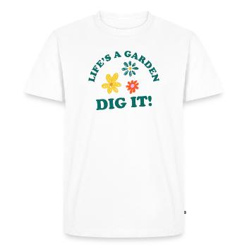 La vie est un jardin DIG IT ! - T-shirt Premium bio Homme - blanc - Devant - Nico (187cm)