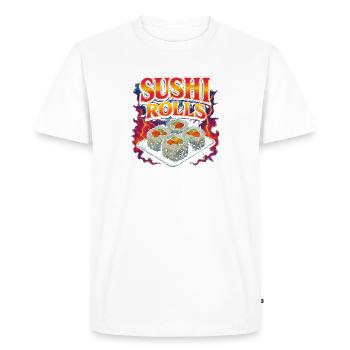 Rouleaux de sushi Nourriture préférée Drôle Bizarre des années 90 Su - T-shirt Premium bio Homme - blanc - Devant - Nico (187cm)
