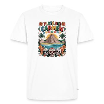 Playa del Carmen Fiesta Skull - Men's Premium Organic T-Shirt - white - Front - Nico (187cm)
