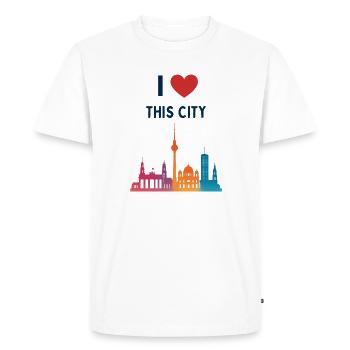 J’adore cette ville – une silhouette colorée - T-shirt Premium bio Homme - blanc - Devant - Nico (187cm)