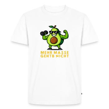 Avocado Muscle Hero : Plus de masse n’est pas possible - T-shirt Premium bio Homme - blanc - Devant - Nico (187cm)