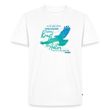 Isaiah 40:31 - Like Eagle Lettering - Men's Premium Organic T-Shirt - white - Front - Nico (187cm)