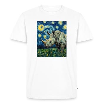 Nashorn Rhino Van Gogh Style Starry Night - Men's Premium Organic T-Shirt - white - Front - Nico (187cm)