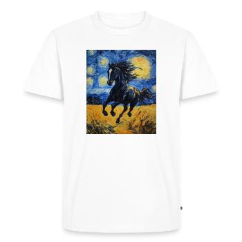 Horse Horses Rider Van Gogh Style Starry Night - Men's Premium Organic T-Shirt - white - Front - Nico (187cm)