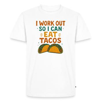 Tacos Fueled Workout Tee - Men's Premium Organic T-Shirt - white - Front - Nico (187cm)