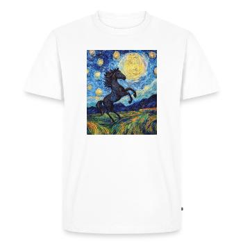 Horse Horses Rider Van Gogh Style Starry Night - Men's Premium Organic T-Shirt - white - Front - Nico (187cm)