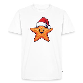 étoile de mer de dessin animé avec chapeau de Noël - T-shirt Premium bio Homme - blanc - Devant - Nico (187cm)