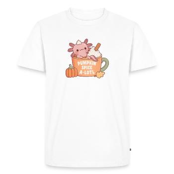 Cute Axolotl In Coffee Cup Pumpkin Spice A Lotl - Men's Premium Organic T-Shirt - white - Front - Nico (187cm)