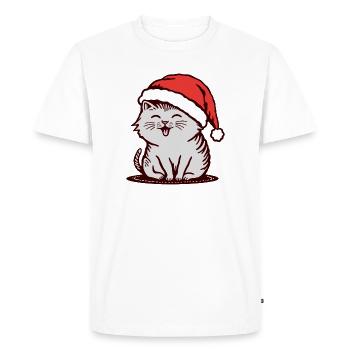 Cat in a Santa hat - Men's Premium Organic T-Shirt - white - Front - Nico (187cm)