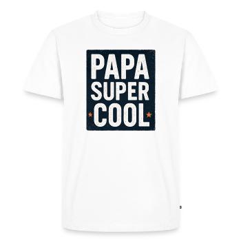 Papa Super Cool - Fête des Pères - Anniversaire - T-shirt Premium bio Homme - blanc - Devant - Nico (187cm)
