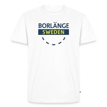 Borlänge City emblem in blue and yellow - Men's Premium Organic T-Shirt - white - Front - Nico (187cm)