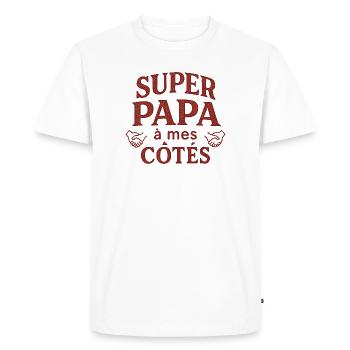 Super Dad by My Side - Father's Day - Men's Premium Organic T-Shirt - white - Front - Nico (187cm)