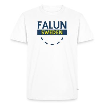 Falun Sweden Logo Patch - Men's Premium Organic T-Shirt - white - Front - Nico (187cm)