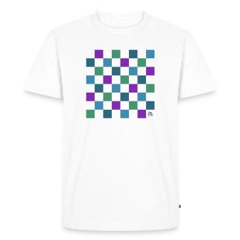 Échiquier - Design réalisé par Belly Buitton - T-shirt Premium bio Homme - blanc - Devant - Nico (187cm)