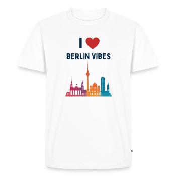 Silhouette de la ville I Love Berlin Vibes - T-shirt Premium bio Homme - blanc - Devant - Nico (187cm)