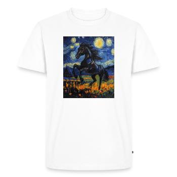 Horse Horses Rider Van Gogh Style Starry Night - Men's Premium Organic T-Shirt - white - Front - Nico (187cm)