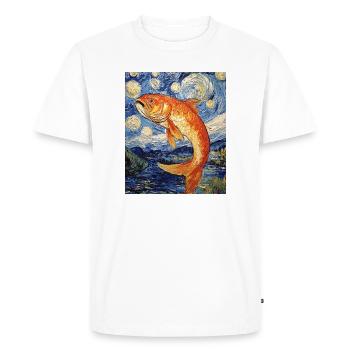 Poisson Koi Karfen Van Gogh Style Nuit étoilée - T-shirt Premium bio Homme - blanc - Devant - Nico (187cm)
