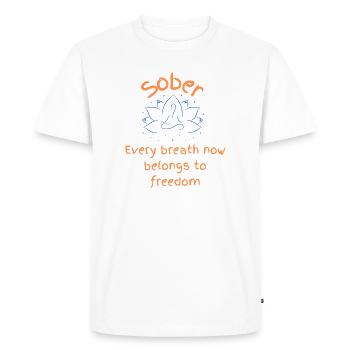 Respiration sobre, liberté - T-shirt Premium bio Homme - blanc - Devant - Nico (187cm)
