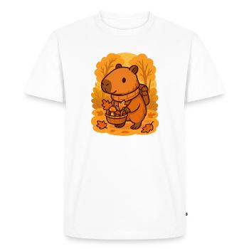 Capybara in the forest – Cozy autumn walk - Men's Premium Organic T-Shirt - white - Front - Nico (187cm)
