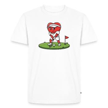 coeur golfeur dessin animé jouant sur vert - T-shirt Premium bio Homme - blanc - Devant - Nico (187cm)
