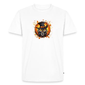 Chapeau de hibou Halloween éclaboussures - T-shirt Premium bio Homme - blanc - Devant - Nico (187cm)