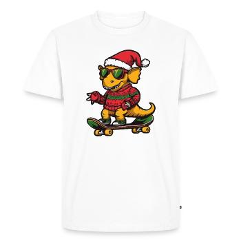 Dinosaure tricératops Noël drôle - T-shirt Premium bio Homme - blanc - Devant - Nico (187cm)