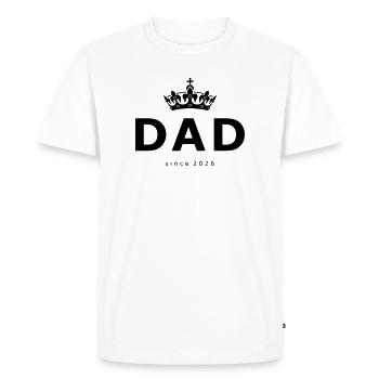 Papa 26 Papa Papa Bébé Papa 2026 Cadeau de fête des pères - T-shirt Premium bio Homme - blanc - Devant - Nico (187cm)