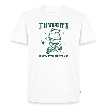 C’est ce que c’est et c’est l’autisme drôle animal grenouille - T-shirt Premium bio Homme - blanc - Devant - Nico (187cm)