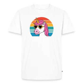 Créature mythique Conte de fées Cheval Fantaisie Licorne colorée - T-shirt Premium bio Homme - blanc - Devant - Nico (187cm)