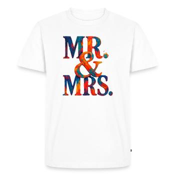 MR. & MRS - mariage romantique - jeunes mariés - T-shirt Premium bio Homme - blanc - Devant - Nico (187cm)