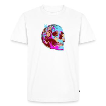 Disco Crâne Mosaïque - T-shirt Premium bio Homme - blanc - Devant - Nico (187cm)