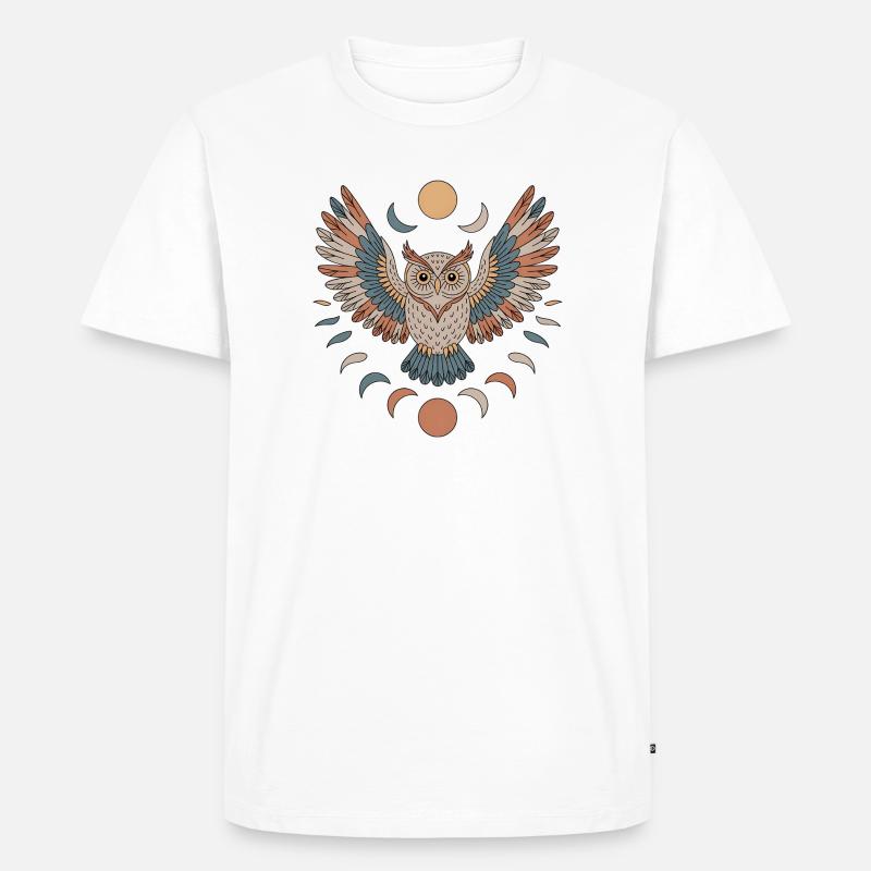 Boho Eule - Männer Premium Bio T-Shirt - Weiß