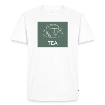 Dessin au trait de tasse à thé - T-shirt Premium bio Homme - blanc - Devant - Nico (187cm)