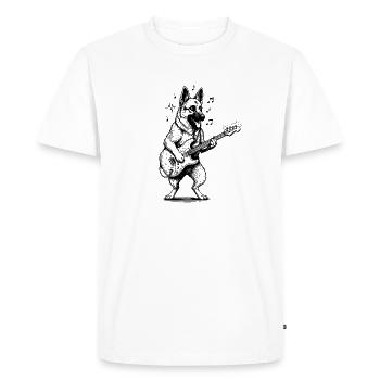 German Shepherd Guitar Art Dog - Men's Premium Organic T-Shirt - white - Front - Nico (187cm)